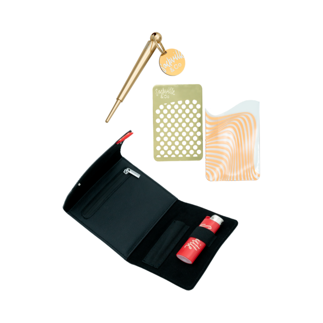 The Stash Wallet Black Patent & Gold Tools Set