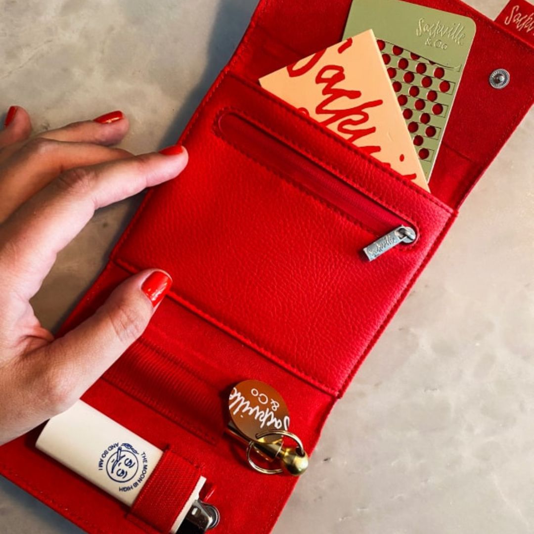 長財布 you a use Wonder wallet (Red) YOUNA Red Pebbled Leather RFID Protected Credit Card Wallet