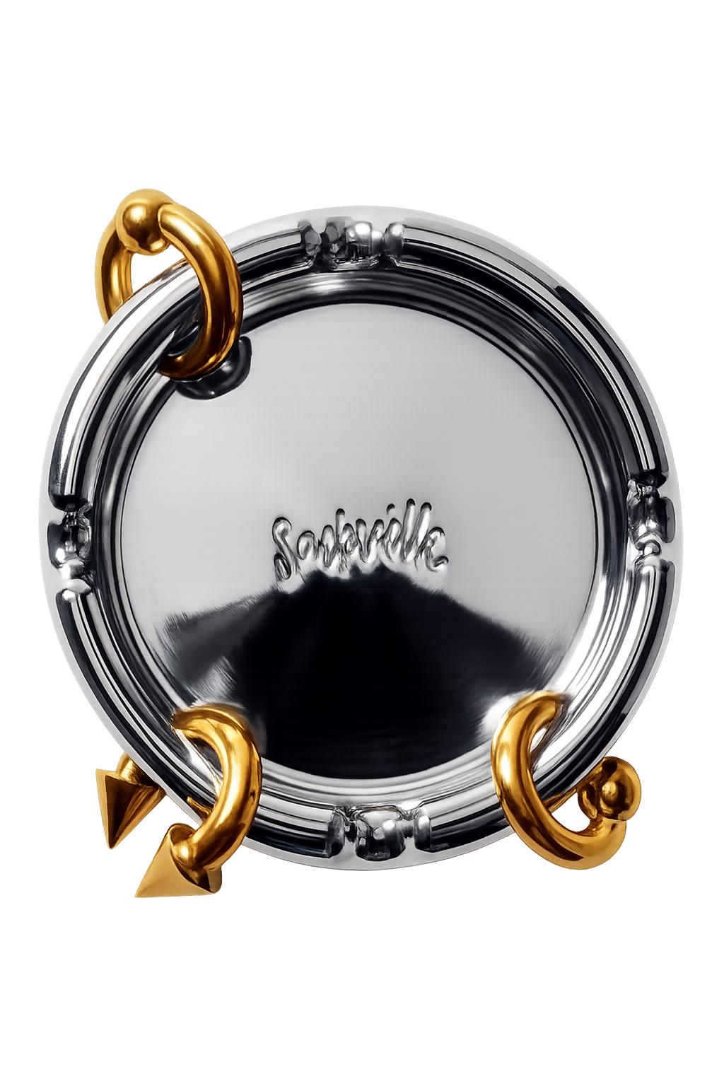 Mixed Metal Pierced Ashtray Chrome+Gold